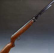 Webley Mark 3 .22 under-lever air rifle with named plaque inset to the stock, semi-pistol grip and