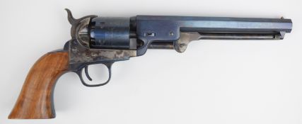 Italian Colt style blank firing six-shot single action revolver with engraved scenes of ships and '