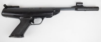 BSA Scorpion .22 target air pistol with shaped and chequered grip and adjustable sights, serial