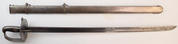 British 1796 pattern heavy cavalry trooper's sword with disc shaped guard, E7 stamped to