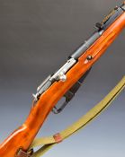 Russian Mosin Nagant 7.62mm bolt-action rifle with adjustable sights, breech stamped with and