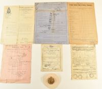 WW1 Royal Flying Corps cap badge attributed to Edward Teat, together with associated ephemera