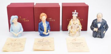 Bronte Porcelain four limited edition candle snuffers comprising Winston Churchill, Margaret