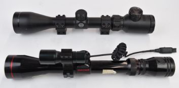 Two rifle scopes Hawke Nite-Eye 1.5-6x44 IR and Simmons 3-9x40 with Hawke gun light.