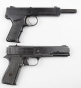 Two Diana .177 air pistols Repeater and SP50, both with integral cast metal grips, both have NVSN.