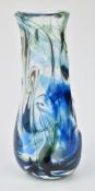 William Wilson & Harry Dyer for Whitefriars Knobbly glass vase in Streaky Blue, 22.5cm tall.