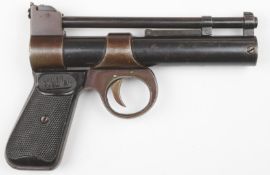 Webley Junior .177 air pistol with named and chequered grips and adjustable sights, serial number