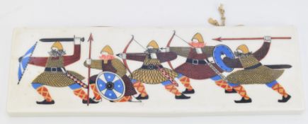 Rolf Froyland Norwegian Figgjo porcelain plaque 'The Vikings', length 35cm