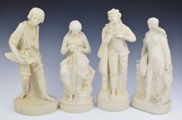 Four 19thC Parian figures including Romeo, net mender etc, tallest 37cm
