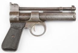 Webley Junior .177 air pistol with named and chequered grips and adjustable sights, NVSN.