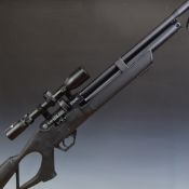Hatsan Flash .177 PCP air rifle with textured semi-pistol grip and forend, composite skeleton stock,