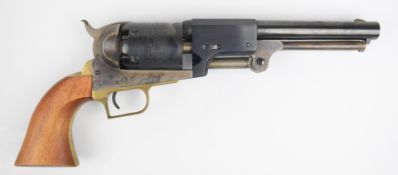 Italian Colt U.S.M.R. style blank firing six-shot single action revolver with brass trigger guard,