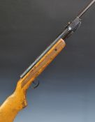 Jelly .22 air rifle with reeded forend, sling mounts, raised cheek piece to the stock and adjustable