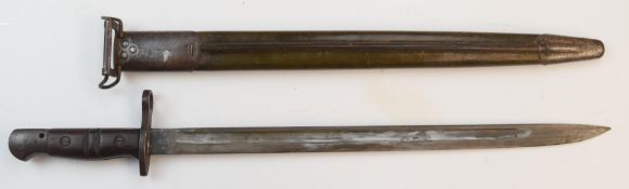 American WW1 1917 pattern sword bayonet with clear stamps to ricasso, 43cm fullered blade,