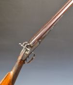 English 12 bore side by side percussion hammer action muzzle loading shotgun with engraved locks,