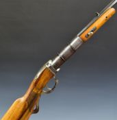 Oscar Will Bugelspanner .22 underlever air rifle with banded cylinder chequered grip, metal butt
