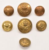 Three WW1 Royal Flying Corps buttons comprising two cap examples by Gaunt London and one by