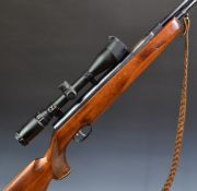 Weihrauch HW77K .22 under-lever air rifle with adjustable trigger, chequered semi-pistol grip,