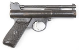 Webley Mark I .177 air pistol with named and chequered grips and adjustable sights and trigger,