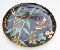 Minton aesthetic period charger decorated with foliage and bird, diameter 39cm