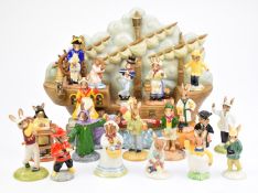 Royal Doulton Bunnykins figures including boxed HMS Bunnykins and Hornpiper and eighteen unboxed