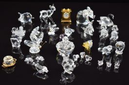 Twenty-nine Swarovski Crystal cut glass animals and similar including swan, butterfly, deer,