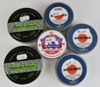 Six sealed tins of .22 air rifle pellets comprising two Air Arms Diabolo Hunter, three Spitfires