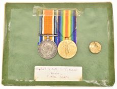 WW1 Royal Flying Corps medal pair named to 104827 2.A.M S J Kemp RFC, with button