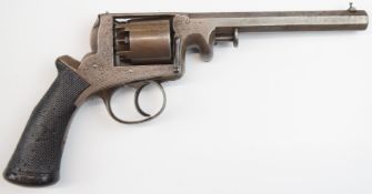 Adams 54 bore five-shot self-cocking revolver with engraved frame marked 'Adams's Patent No