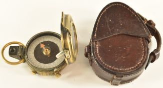 WW1 British marching compass by Verners no71088 dated 1917, in leather case stamped R Stafford 1917,