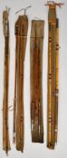 Five vintage fishing rods including Edgar Sealey 'Octopus' and 'The General'