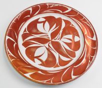 Alan Caiger Smith signed studio pottery charger with lustre glaze and additional AW initial to base,