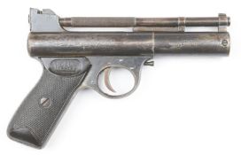 Webley Mark I .22 air pistol with named and chequered grips and adjustable sights and trigger,