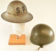 WW2 British Civil Defence Supplementary Fire Party Member steel helmet with SFP to front, maker's