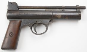 Webley Mark I .177 air pistol with logo inset to the wooden grips and adjustable sights, serial
