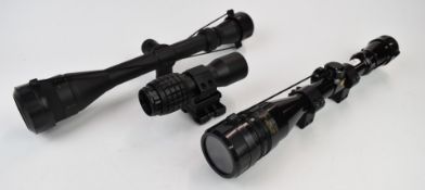 Three air rifle or similar scopes comprising Simmons Proair 6-18x40 AO 21619, High Country 4-16x40