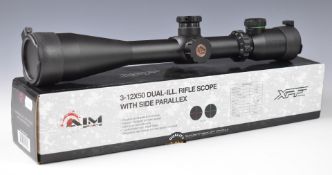 Aim Sports 3-12x50 dual-illuminated air rifle or similar scope, in original box