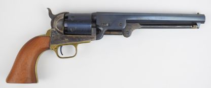 Italian Colt style blank firing six-shot single action revolver with engraved scenes of ships and '