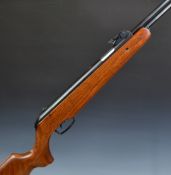 SMK XS38 .22 underlever air rifle with semi-pistol grip, raised cheek piece and adjustable sights,
