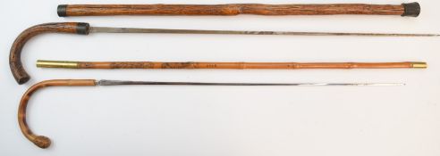 Two late 19th / early 20thC sword or dagger sticks, one Mole of Birmingham Custom's officers stick