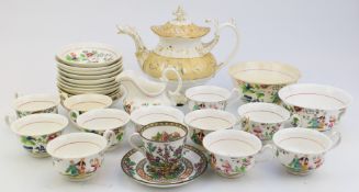 Victorian teapot with snake spout, 19thC teaware decorated with Chinoiserie scenes etc