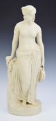19thC Copeland Parian figure Dancing Girl in repose, modelled by Calder Marshall, height 44cm