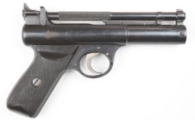 Webley Senior .177 air pistol with chequered Bakelite grips and adjustable sights, serial number