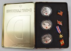 2004 D Day landings 60th Anniversary Collection comprising three silver proof £5 crowns with