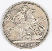 1900 Queen Victoria veiled head silver crown, NVF