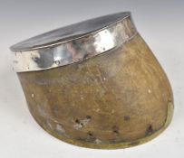 Early 20thC hallmarked silver mounted presentation horse's hoof with name 'Freedom' engraved to top,