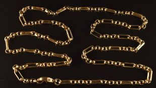 A 9ct gold necklace made up of oval and elongated links, 55cm, 10.3g