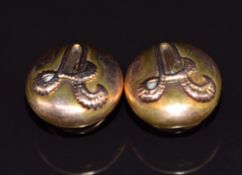 Two Victorian rose gold letter 'A' buttons, 6.5g