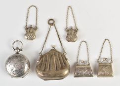 Hallmarked silver and similar items comprising hallmarked silver sovereign case and four novelty