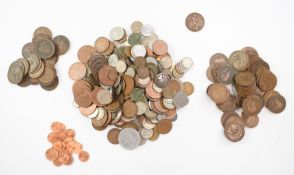 A collection of UK and overseas coinage with small silver content, includes Edward VII pennies,
